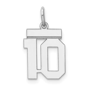 Sterling Silver, Athletic Collection, Small Polished Number 10 Pendant